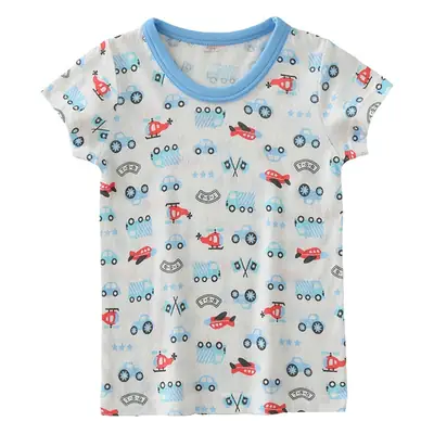 Boys Cartoon Airplane T-Shirt Short Sleeve Summer Cotton