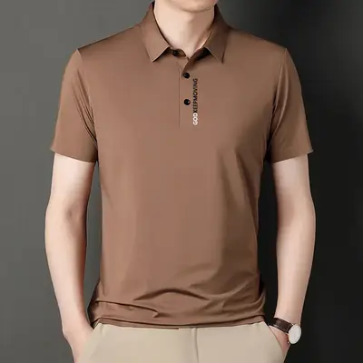 Men's Maroon Short-Sleeve Polo T-Shirt