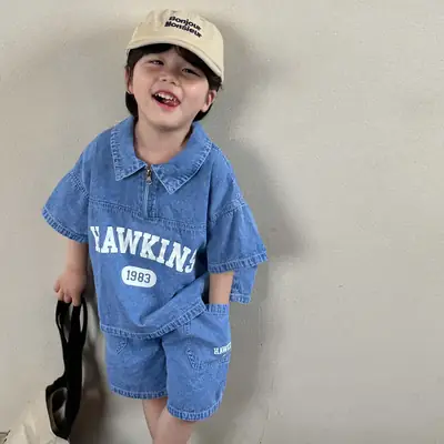 Children Denim Suit Blue 1983 Print