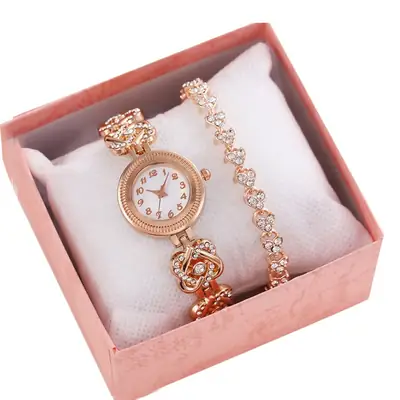 Couple Diamond Watch Set Pink Box