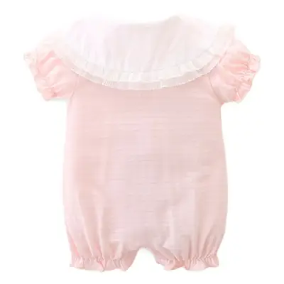 Baby's Pink Floral Wrap Shirt Short Sleeve Cotton