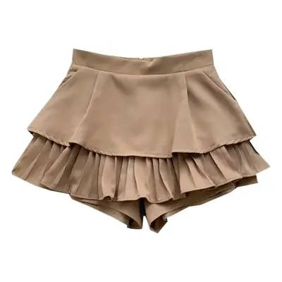 Pink Ruffled High Waist Slim Skirt Pants for Women