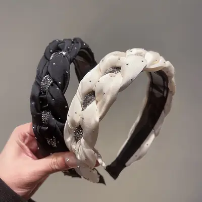 Black Rhinestone Twist Hairband for Girls