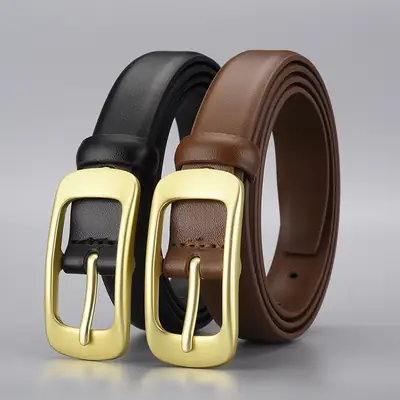 Women's Golden Buckle Belt Genuine Leather Vintage Japanese Style