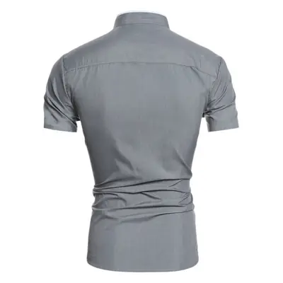 Men's Grey Slim Fit Zip Front Shirt