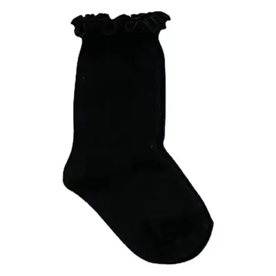 Kids Korean Wave Dot Cherry Lace Socks Black White
