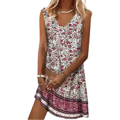 2023 Summer Floral V-Neck V-Shorts Set