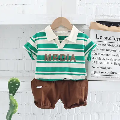 Children Cotton Striped Shorts Suit Summer Boys