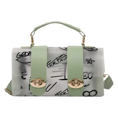 Women's Transparent Jelly Crossbody Bag with Graffiti Design