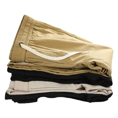Summer Men Cotton Loose Pants Black Drawstring Waist