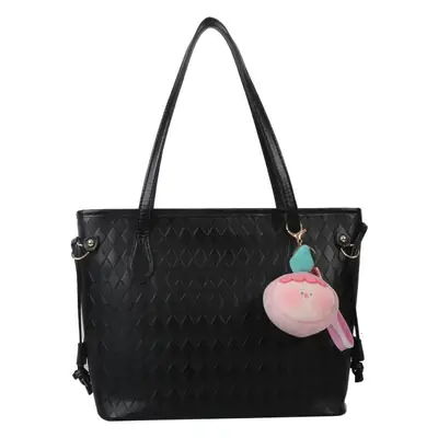 Women's White Quilted Shoulder Tote Bag with Leather Handles
