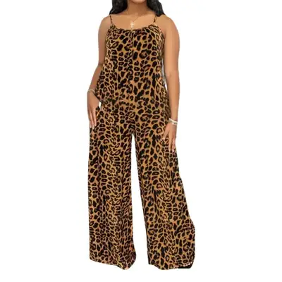 European American Leopard Print Jumpsuit Large
