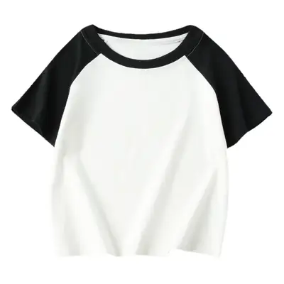 Women Raglan Sleeve T-Shirt White Black 2025