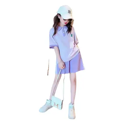 Summer Girls Pink Polo Shorts Set with Cap