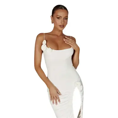 2025 Summer Sexy Slim Fitting White Slit Dress for Women
