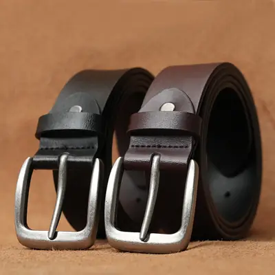 Men's High-Carbon Steel Belt with Cowhide Strap
