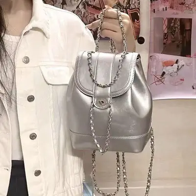 Silver Chain Shoulder Bag for Women Lightweight Luxury