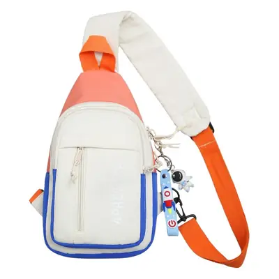 Women's Trendy Crossbody Backpack Orange White Sports Student Bag