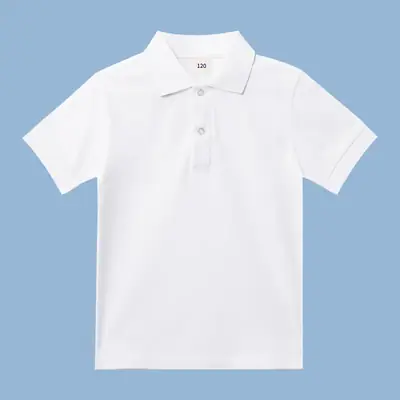 White Cotton Polo Shirt for Boys Girls Summer School Uniform