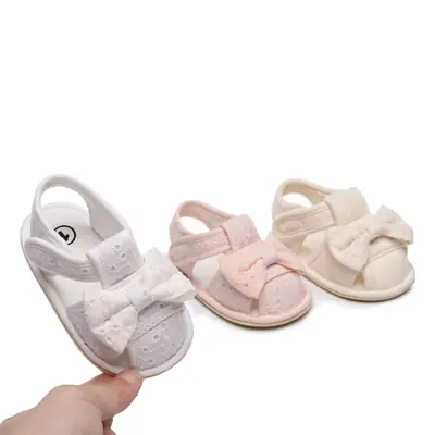 Factory Direct Sales New Sandals Embroidered Bow Baby Toddler Shoes Anti-Kick Anti-Slip Baby Shoes