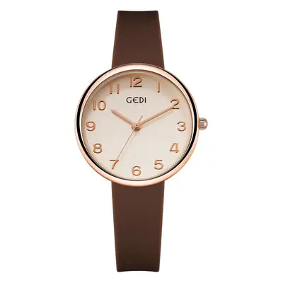 Women's Rose Gold Silicone Watch White Dial