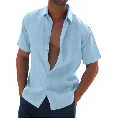 2026 White Lapel Shirt Short Sleeve Slim Fit