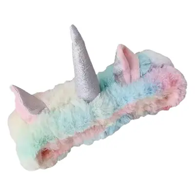 Pink Unicorn Face Wash Headband with Silver Horn