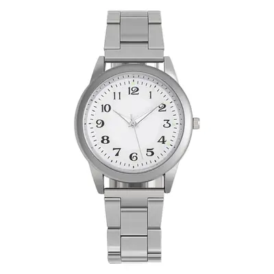 Men's Silver Alloy Quartz Watch with Chain Strap