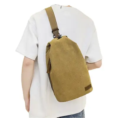 Women Canvas Crossbody Bag Vintage Hong Kong Style Large Capacity