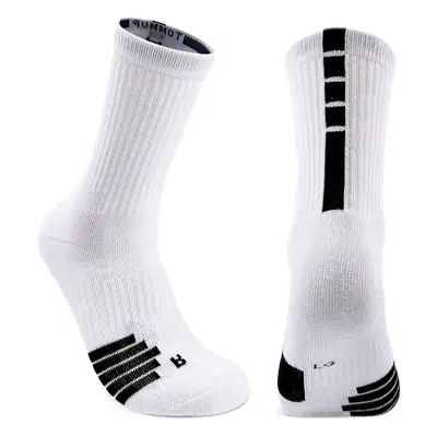 Men's White Striped Athletic Socks Mid Length
