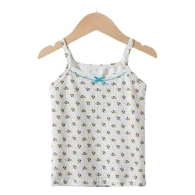 Girls Cotton Cartoon I-Shape Vest Pink Floral