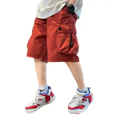 Boys Red Cotton Shorts 2025 Summer Casual