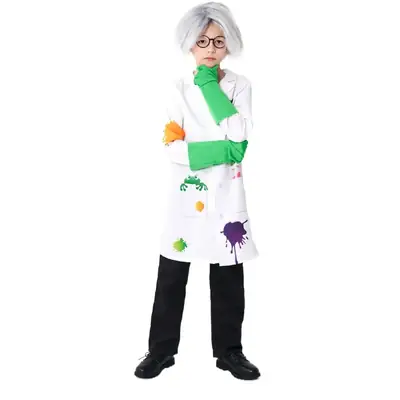 Crazy Frankenstein Lab Coat Green Gloves for Kids