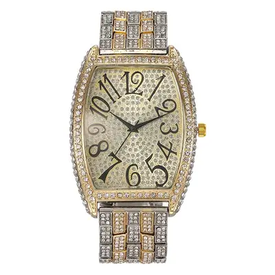 Gold Full Diamond Women's Quartz Watch Large Dial