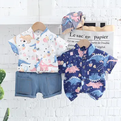 Children Cotton Short Sleeve T-Shirt Shorts Set Summer
