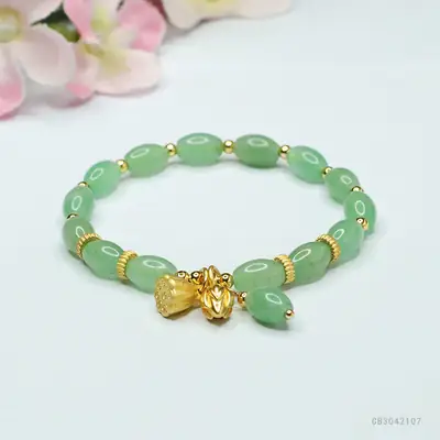 Guan Yu Natural Aventurine Green Bead Bracelet Two Generations of Joy