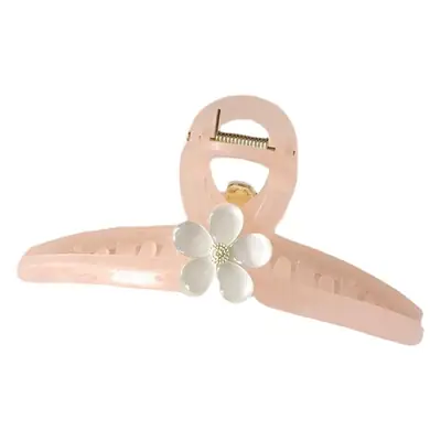 Elegant Pink Flower Hair Clip for High Ponytail