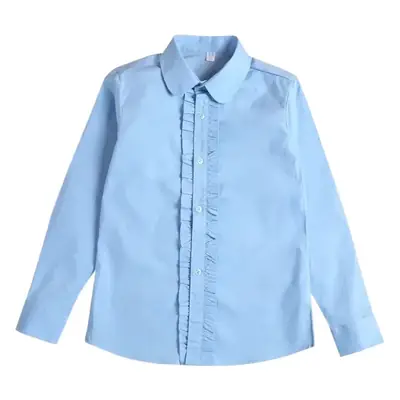Girls Plus Size Cotton Shirt Long Sleeve White