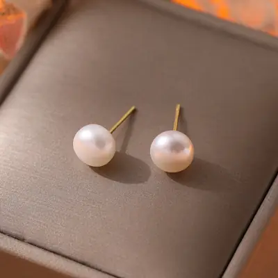 Feminine Korean Pearl Earrings S925 Sterling Silver