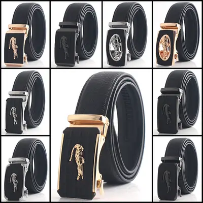 Hongsheng Black Croc Belt Automatic Buckle Men's Waist Cover