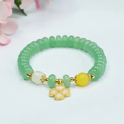 Guan Yu Aventurine Bead Bracelet with Yellow Drop