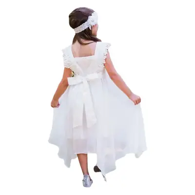 White Lace Irregular Skirt Dress for Girls Middle Age