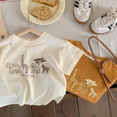Kids Cartoon T-Shirt White 2025 Summer