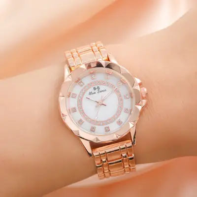 Ladies Rose Gold Rhinestone Quartz Watch
