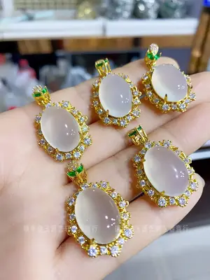 Madagascar High Ice White Chalcedony Necklace Women's Pendant