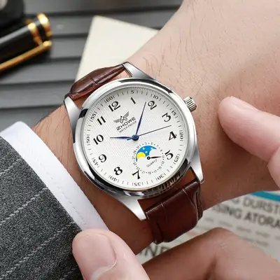 Men's Mechanical Watch Sun Moon Star Dial 35mm