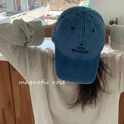 Washed Grey Cowboy Cap with English Letter Embroidery