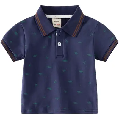 Children's White Bird Print Polo Shirt Summer 2023