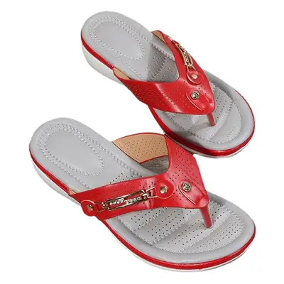 Spring and Summer cross-border plus size clip slippers women's foreign trade wedge platform beach shoes flip flops clip slippers in stock