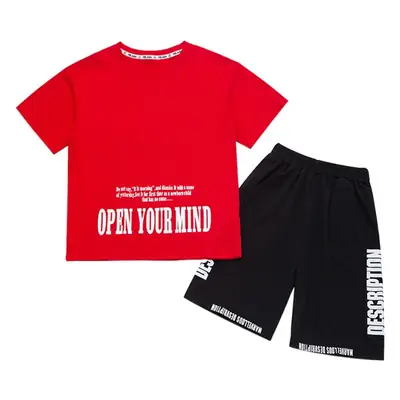 Boys Orange Cartoon Shorts Set Summer Cotton